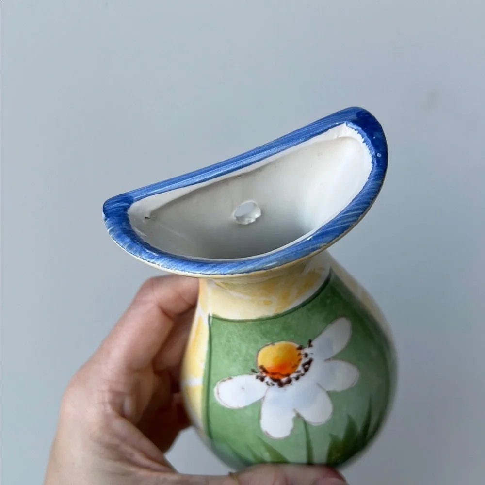 Vintage Ceramic Floral Wall Pocket Vase - Picture 5 of 16